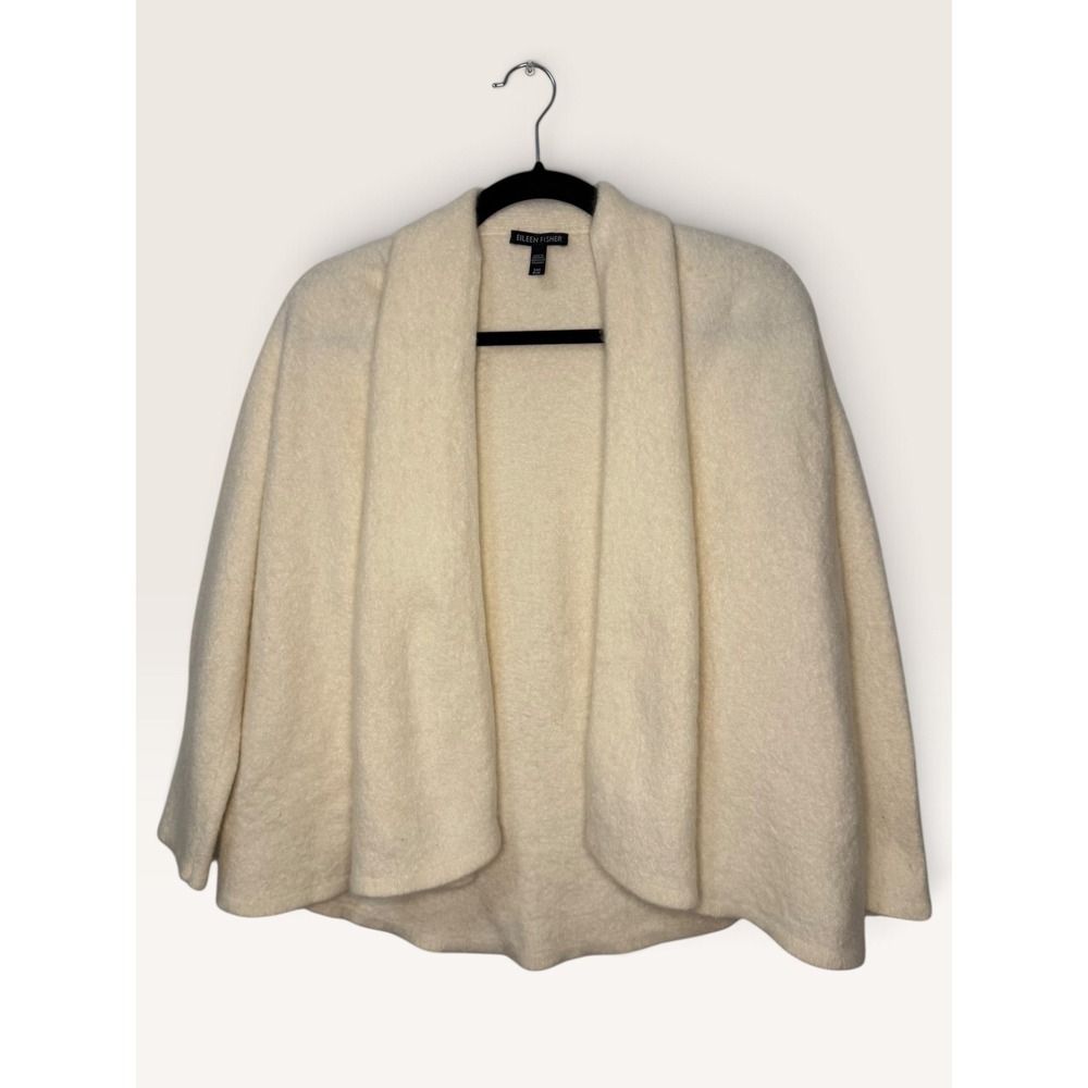 Eileen Fisher Women's S/M Cardigan Sweater Ivory Cashmere Silk